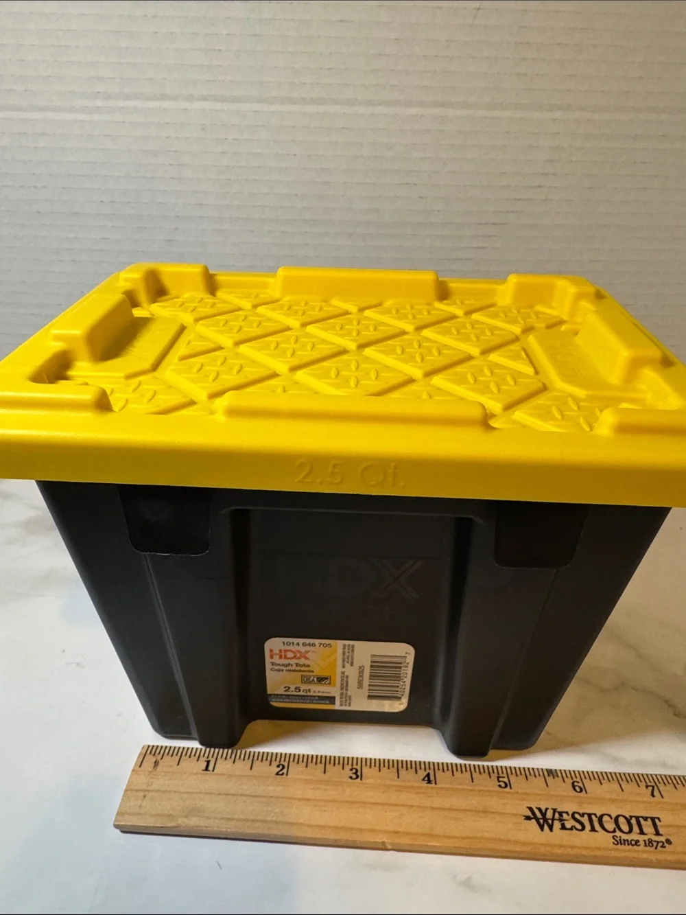 3 Black Storage Bins with Yellow Lid - Durable Stackable Organizer- New